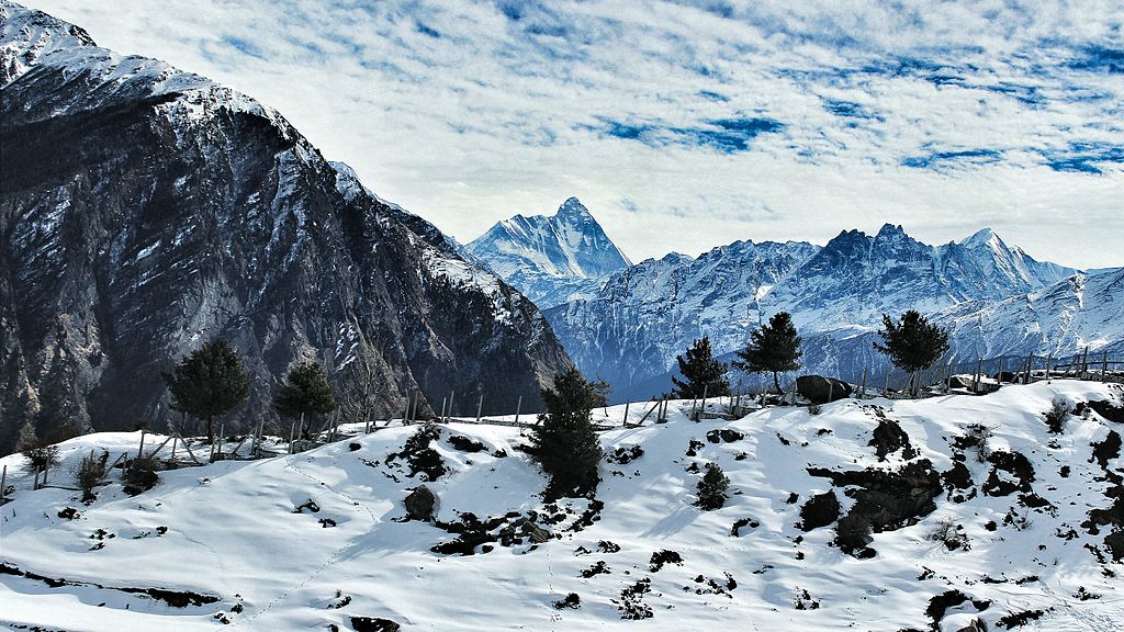 Amit Shaw, CC0, via Wikimedia Commons-Snowfall in Uttarakhand